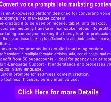 Convert voice prompts into marketing content